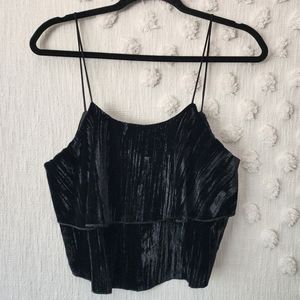 Zara Black Crushed Velvet Camisole
